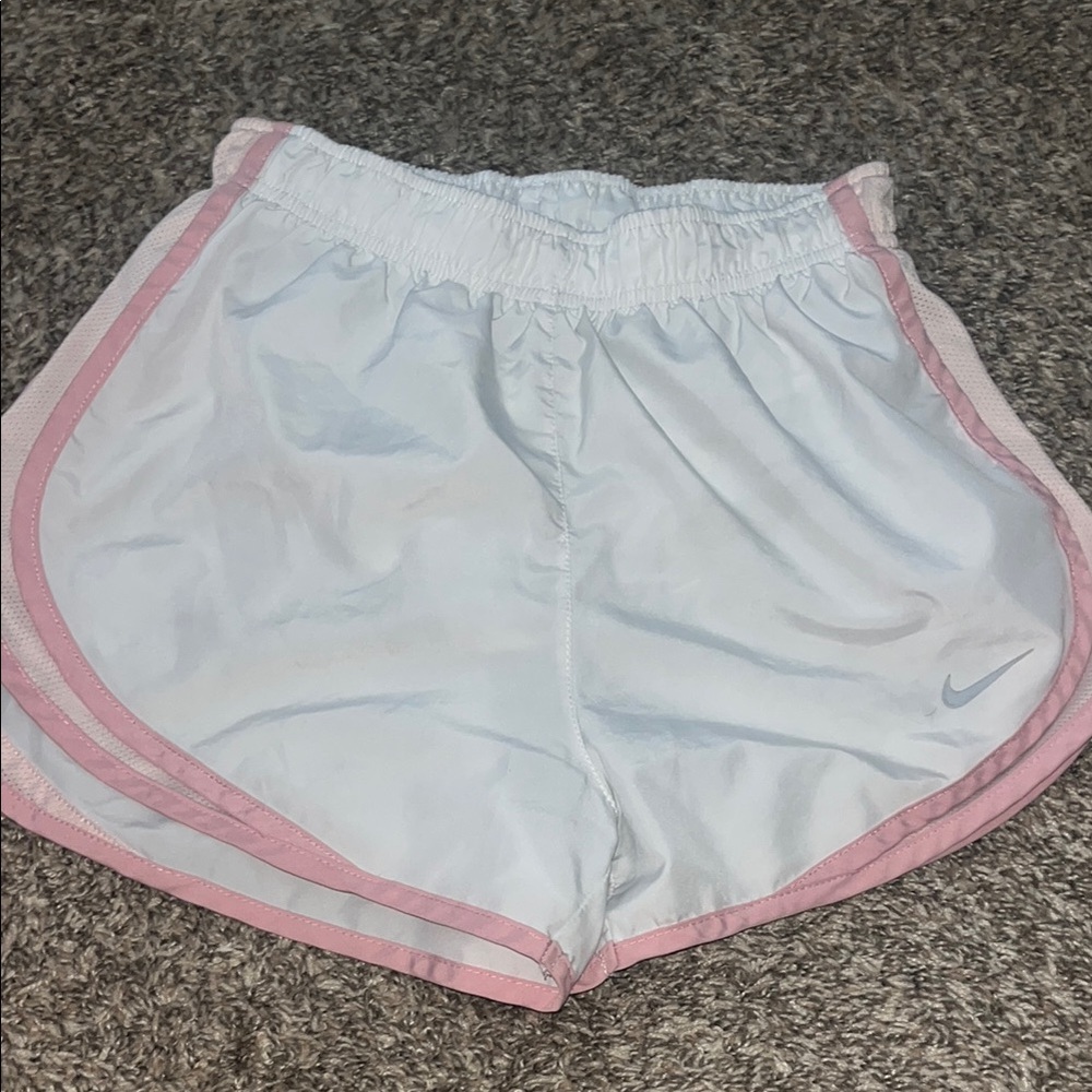 Women's White and Pink Nike Shorts